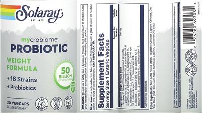 Solaray Mycrobiome Probiotic Weight Formula product packaging