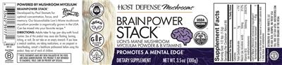 Host Defense Mushrooms Brain Power Stack source label used in the packaging illustration