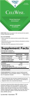 Vitality For Life CellWise source label used in the packaging illustration