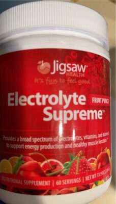 Jigsaw Health Electrolyte Supreme Fruit Punch source label used in the packaging illustration