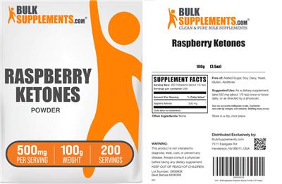BulkSupplements.com Raspberry Ketones Powder 500 mg product packaging