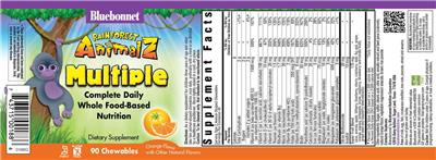 Bluebonnet Rainforest Animalz Multiple Orange Flavor source label used in the packaging illustration