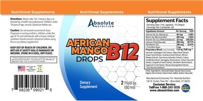 Absolute Nutrition African Mango B12 Drops source label used in the packaging illustration