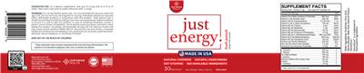 Centurion Health Just Energy Fruit Punch source label used in the packaging illustration