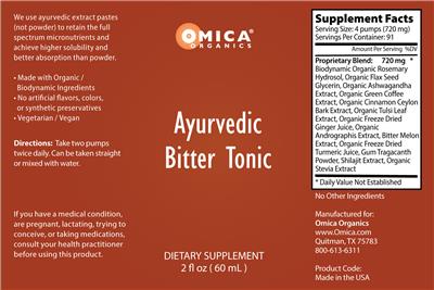 Omica Organics Ayurvedic Bitter Tonic source label used in the packaging illustration
