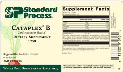 SP Standard Process Cataplex B source label used in the packaging illustration