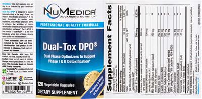NuMedica Dual-Tox DPO source label used in the packaging illustration