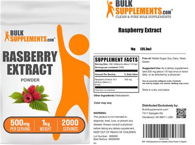 BulkSupplements.com Raspberry Extract Powder 500 mg product packaging