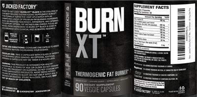 Jacked Factory Burn XT Black source label used in the packaging illustration