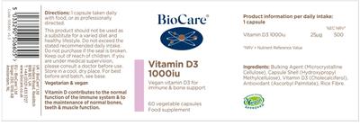 BioCare Vitamin D3 1000 IU source label used in the packaging illustration