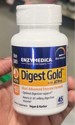 Enzymedica Digest Gold with ATPro source label used in the packaging illustration