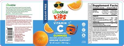 Lifeable Kids Vitamin C 250 mg + Echinacea Sugar Free Gummies Citrus Flavor product packaging