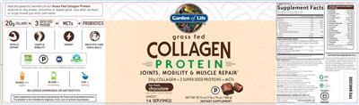 Garden of Life Grass Fed Collagen Protein Fair Trade Chocolate product packaging