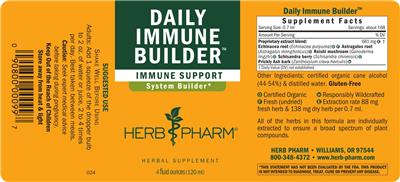 Herb Pharm Daily Immune Builder source label used in the packaging illustration