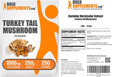 BulkSupplements.com Turkey Tail Mushroom Powder 1000 mg product packaging