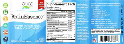 Pure Essence BrainEssence source label used in the packaging illustration