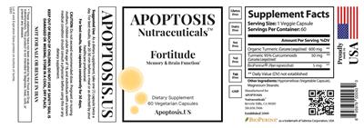 APOPTOSIS Nutraceuticals Fortitude source label used in the packaging illustration