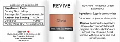 Revive Clove source label used in the packaging illustration