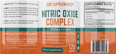 KRK Supplements Nitric Oxide Complex 3500 mg source label used in the packaging illustration