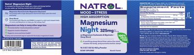Natrol Magnesium Night High Absorption 325 mg Naturally Flavored source label used in the packaging illustration