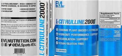 Evlution Nutrition L-Citrulline2000 source label used in the packaging illustration