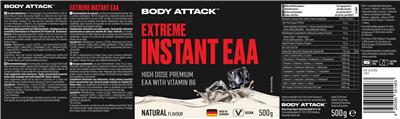 Body Attack Extreme Instant EAA Natural Flavour source label used in the packaging illustration
