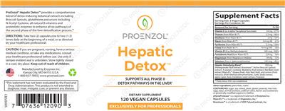 ProEnzol Hepatic Detox source label used in the packaging illustration