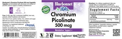 Bluebonnet Chromium Picolinate 500 mcg source label used in the packaging illustration