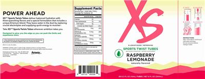 XS Sports Twist Tubes Raspberry Lemonade Flavored source label used in the packaging illustration