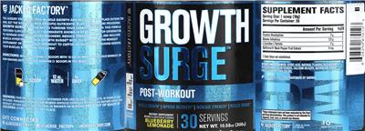Jacked Factory Growth Surge Post-Workout Blueberry Lemonade source label used in the packaging illustration