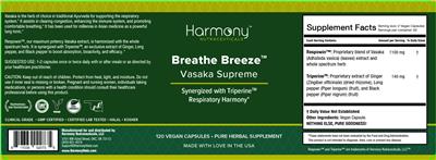 Harmony Nutraceuticals Breathe Breeze product packaging