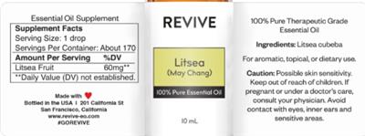 Revive Litsea (May Chang) source label used in the packaging illustration