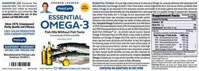 ProCaps Essential Omega-3 Natural Mint source label used in the packaging illustration
