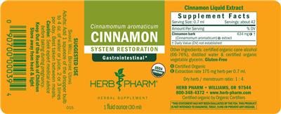Herb Pharm Cinnamon product packaging