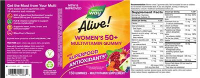 Nature's Way Alive! Women's 50+ Multivitamin Gummy Mixed Berry Flavored product packaging