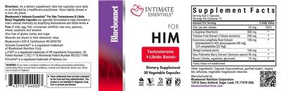 Bluebonnet Intimate Essentials For Him Testosterone & Libido Boost source label used in the packaging illustration