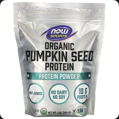 NOW Sports Organic Pumpkin Seed Protein Unflavored source label used in the packaging illustration