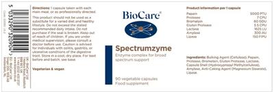 BioCare Spectrumzyme Capsule source label used in the packaging illustration