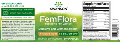 Swanson FemFlora source label used in the packaging illustration
