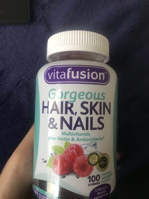 vitafusion Hair Skin & Nails Berry Flavor source label used in the packaging illustration