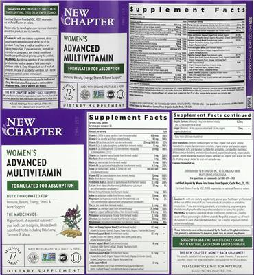 New Chapter Women's Advanced Multivitamin source label used in the packaging illustration