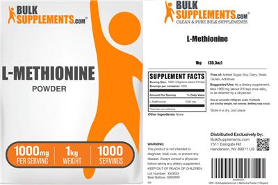 BulkSupplements.com L-Methionine Powder 1000 mg product packaging
