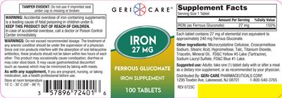 Geri-Care Iron 27 mg product packaging
