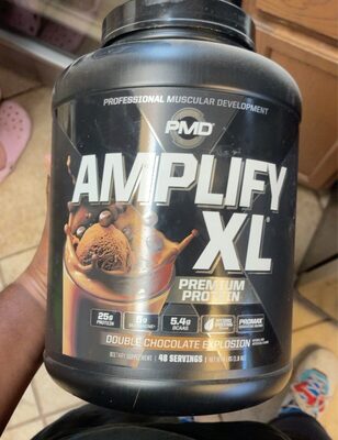 PMD Amplify XL Double Chocolate Explosion source label used in the packaging illustration