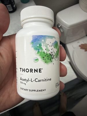 Thorne Acetyl-L-Carnitine 500 mg source label used in the packaging illustration
