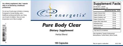 Energetix Pure Body Clear source label used in the packaging illustration