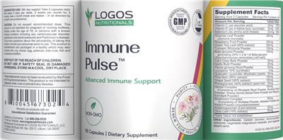 Logos Nutritionals Immune Pulse source label used in the packaging illustration
