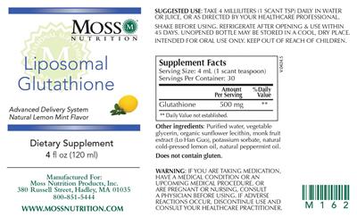 Moss Nutrition Liposomal Glutathione Natural Lemon Mint Flavor product packaging