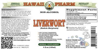 Hawaii Pharm Liverwort Non-Alcohol product packaging