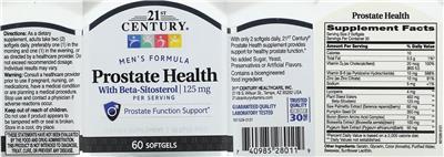 21st Century Prostate Health source label used in the packaging illustration